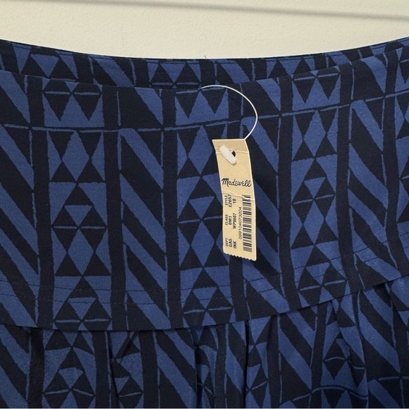 Madewell Skyline Silk Mini Skirt Geometric Blue Black Print Size 10 NEW - Picture 4 of 8